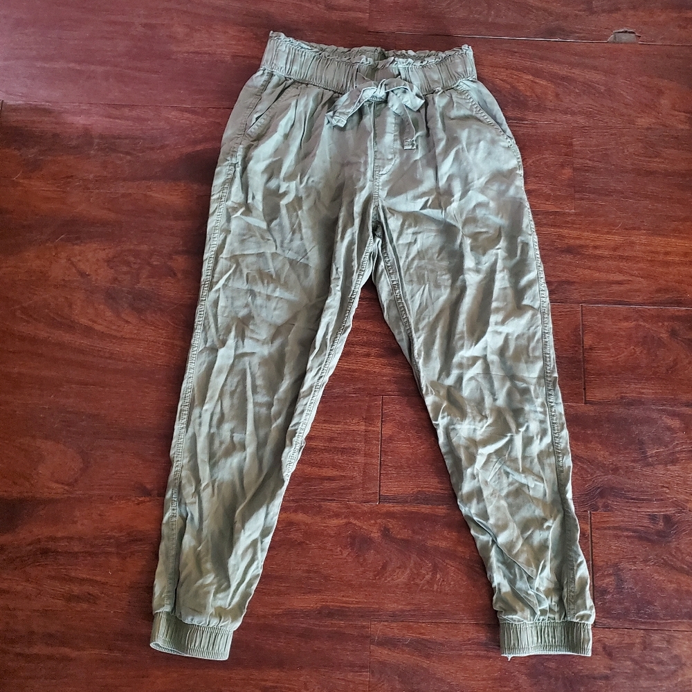 So Womens Joggers High Rise Stretch Waist W/ Drawstring Olive Green Size M